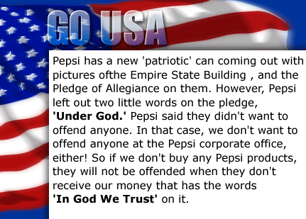 Subject: Don't Buy Pepsi In The New Flag Can!